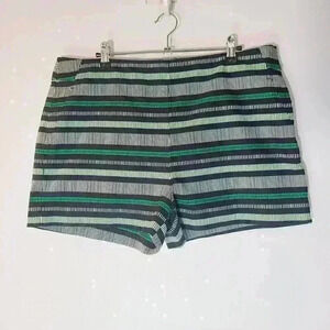 Banana Republic Shorts Womens Size 14 Black Green Striped Chino Casual Preppy